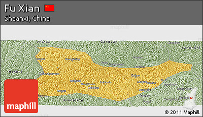 Savanna Style Panoramic Map of Fu Xian