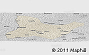 Shaded Relief Panoramic Map of Fu Xian, desaturated