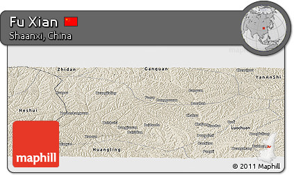 Shaded Relief Panoramic Map of Fu Xian