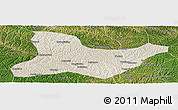Shaded Relief Panoramic Map of Fu Xian, satellite outside