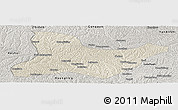 Shaded Relief Panoramic Map of Fu Xian, semi-desaturated