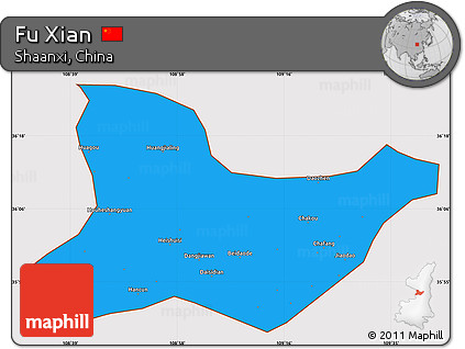 Political Simple Map of Fu Xian, cropped outside