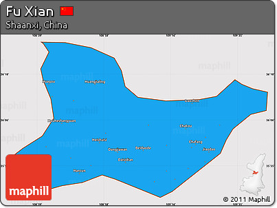 Political Simple Map of Fu Xian, cropped outside