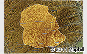 Physical 3D Map of Huanglong, darken