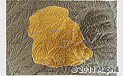 Physical 3D Map of Huanglong, darken, semi-desaturated
