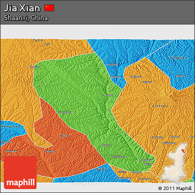 Political 3D Map of Jia Xian