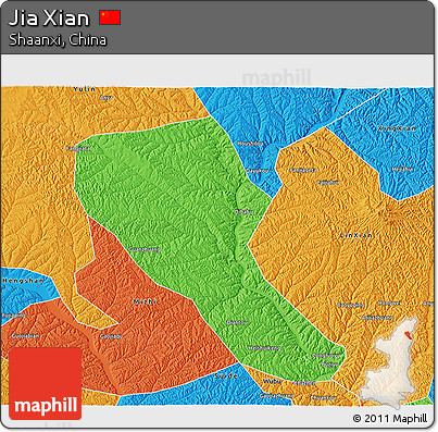Political 3D Map of Jia Xian