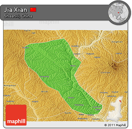 Political 3D Map of Jia Xian, physical outside