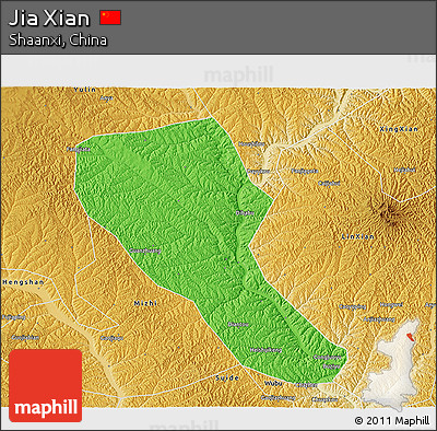 Political 3D Map of Jia Xian, physical outside