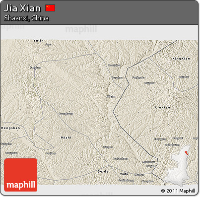 Shaded Relief 3D Map of Jia Xian
