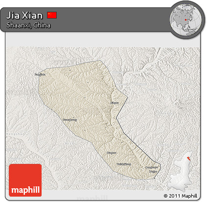 Shaded Relief 3D Map of Jia Xian, lighten