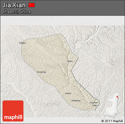 Shaded Relief 3D Map of Jia Xian, lighten