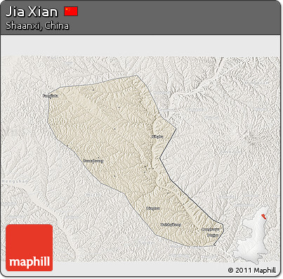 Shaded Relief 3D Map of Jia Xian, lighten