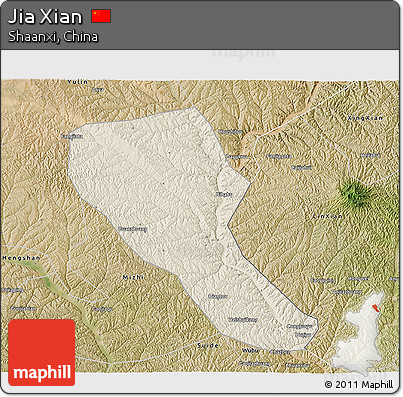 Shaded Relief 3D Map of Jia Xian, satellite outside