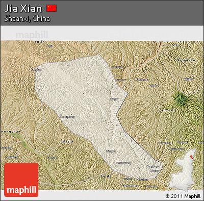 Shaded Relief 3D Map of Jia Xian, satellite outside