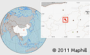 Gray Location Map of Jia Xian, highlighted country, hill shading