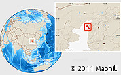 Shaded Relief Location Map of Jia Xian, highlighted parent region