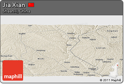 Shaded Relief Panoramic Map of Jia Xian