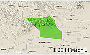 Political 3D Map of Jingyang, shaded relief outside