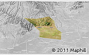 Satellite 3D Map of Jingyang, lighten, desaturated
