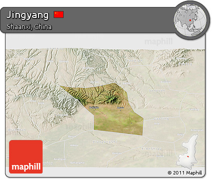 Satellite 3D Map of Jingyang, lighten