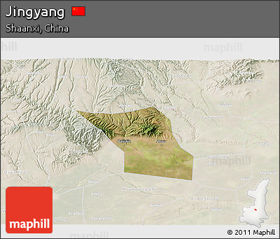 Satellite 3D Map of Jingyang, lighten