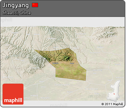 Satellite 3D Map of Jingyang, lighten