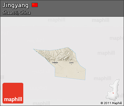 Shaded Relief 3D Map of Jingyang, single color outside