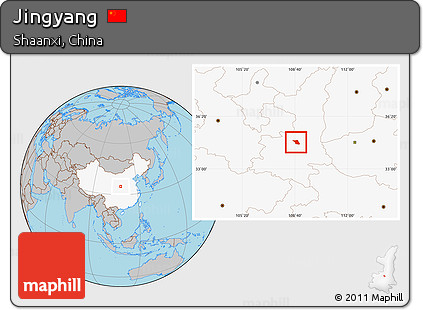 Gray Location Map of Jingyang, highlighted country