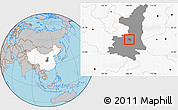 Gray Location Map of Jingyang, highlighted country, highlighted parent region