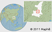 Savanna Style Location Map of Jingyang, highlighted parent region, hill shading