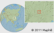 Savanna Style Location Map of Jingyang, hill shading