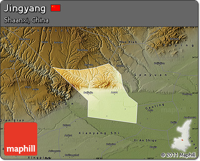 Physical Map of Jingyang, darken