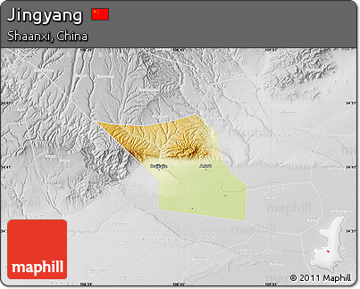 Physical Map of Jingyang, lighten, desaturated