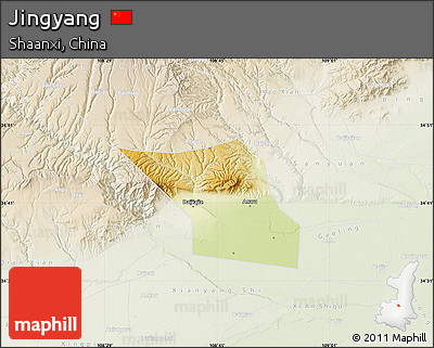 Physical Map of Jingyang, lighten