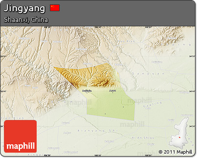 Physical Map of Jingyang, lighten