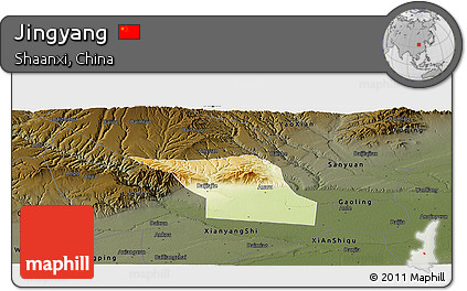 Physical Panoramic Map of Jingyang, darken