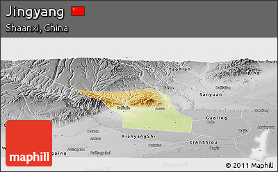 Physical Panoramic Map of Jingyang, desaturated