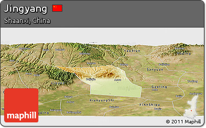 Physical Panoramic Map of Jingyang, satellite outside