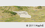 Shaded Relief Panoramic Map of Jingyang, satellite outside