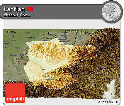 Physical 3D Map of Lantian, darken