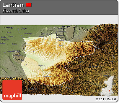 Physical 3D Map of Lantian, darken