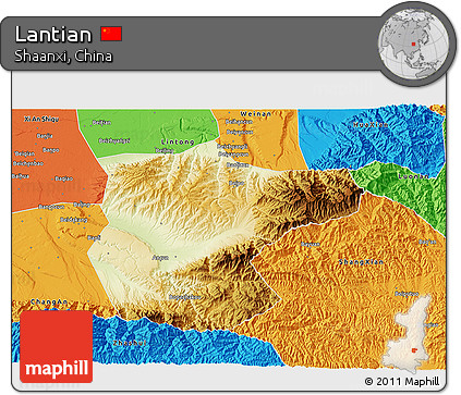 Physical 3D Map of Lantian, political outside