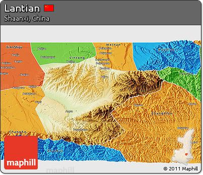 Physical 3D Map of Lantian, political outside