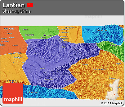 Political 3D Map of Lantian