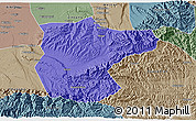 Political 3D Map of Lantian, semi-desaturated