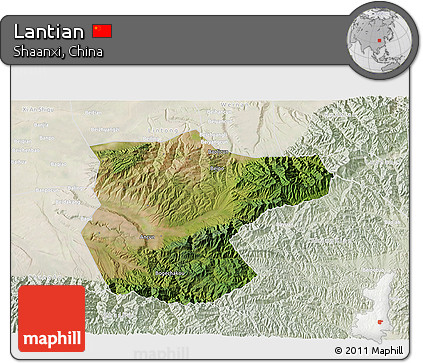 Satellite 3D Map of Lantian, lighten