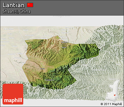 Satellite 3D Map of Lantian, lighten
