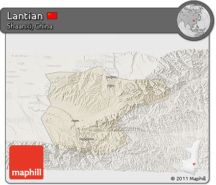 Shaded Relief 3D Map of Lantian, lighten