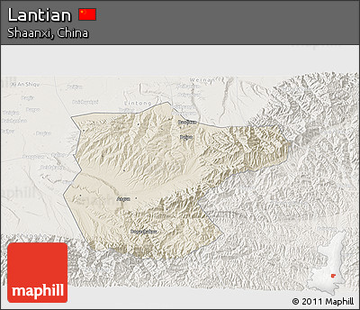 Shaded Relief 3D Map of Lantian, lighten